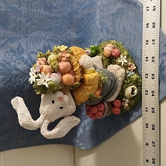 Charming Easter Scape Bunny Figurine & Blue Table Runner 70" L X 13" W - Picture 16 of 16
